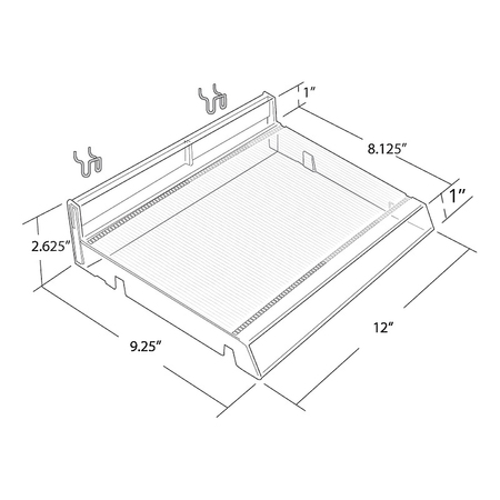 Azar Displays Modular Adjustable Cosmetic Tray (Clear) 12" Wide, PK2 225830